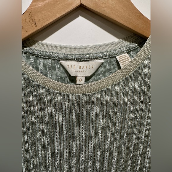 Metallic Ted baker sage shimmer striped short sleeve tee - Picture 3 of 8